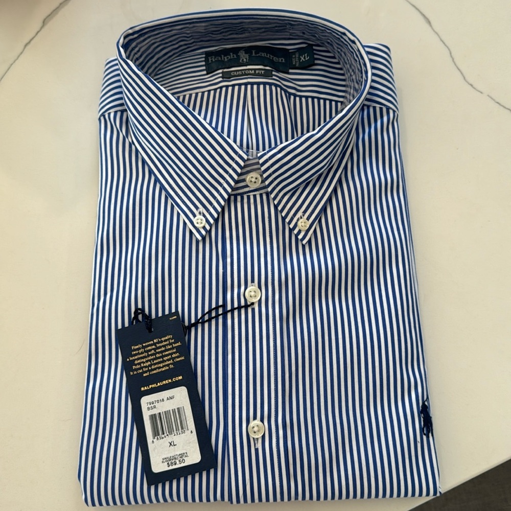 Ralph Lauren button down, XL blue/white stripe